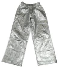 Stříbrné koženkové kalhoty Zara