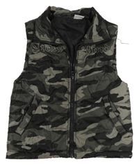 Čierno-sivá army šušťáková lehce zateplená vesta