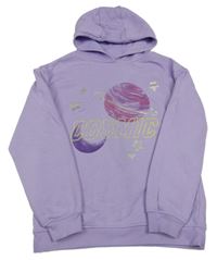 Fialová mikina s nápisem a kapucí Primark