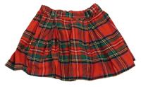 Červeno-zelená kockovaná skladaná sukňa George