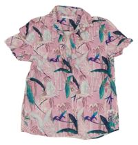 Světlerůžová košile s ptáky Next