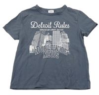 Tmavosivé tričko s městem Zara