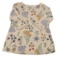 Světelrůžové teplákové kvetované šaty H&M