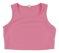 Ružový rebrovaný športový crop top shein