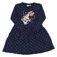 Tmavomodré bodkovaná é teplákové šaty s Minnie Disney