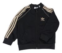 Černá sportovní propínací mikina s pruhy a logem Adidas