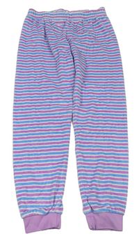 Lila-modro-biele pruhované zamatové pyžamové nohavice Alive
