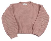 Ružový žinylkový crop sveter H&M