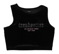 Čierny zamatový crop top s nápisom George