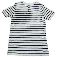Bílo-tmavomodré pruhované tričko H&M