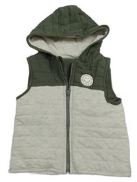 Bílo-khaki zateplená tepláková vesta s kapucňou Dunnes Stores