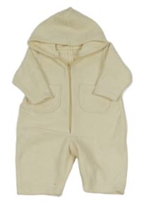 Smotanová fleecová kombinéza s kapucňou