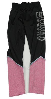 Čierno-ružové športové legíny s nápisom Ergeenomixx