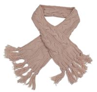 Ružová vzorovaná pletená šál s strapcemi