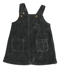 Tmavošedé žebrované sametové laclové šaty George