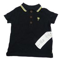 Nové - Čierne polo tričko s palmou F&F