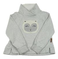 Svetlosivá melírovaná mikina so sovou a golierikom Yigga