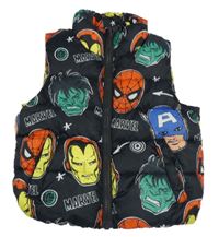 Čierna šušťáková zateplená vesta so superhrdinami  H&M