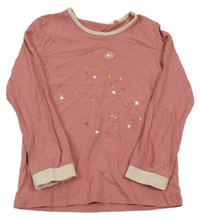 Růžové pyžamové triko s jednorožcem 