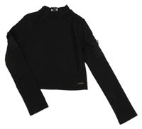 Čierne rebrované crop tričko River Island