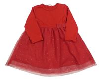 Červené šaty s třpytivou tylovou sukní H&M