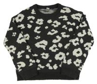 Tmavošedo-biely sveter s leopardím vzorom Tu