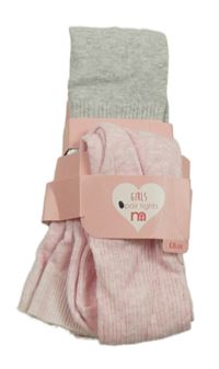 Nové - 2set - 2x žebrované punčocháče + růžové + šedé Mothercare