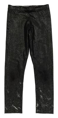 Čierno-strieborné trblietavé zamatové legíny H&M