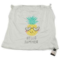 Nové - Bílé crop tričko s ananasem Dunnes