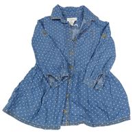 Modré puntíkaté lehké riflové šaty 