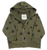 Khaki-černá propínací mikina s hvězdami a kapucí Next