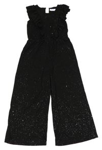 Černý třpytivý kalhotový overal s volánky H&M
