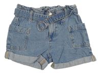 Světlemodré paper bag riflové kraťasy s páskem Denim Co.