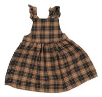 Hnedo-čierne kockované na traké šaty H&M