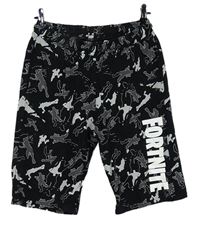 Pánske čierno-sivé army teplákové kraťasy s logem Fortnite
