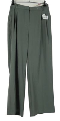 Nové - Dámské šedé široké kalhoty s puky F&F