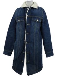 Dámský tmavomodrý riflový zateplený kabát Denim 
