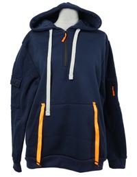 Pánska tmavomodrá mikina s kapucňou