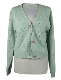 Dámský mátový perforovaný propínací crop svetr Vila 