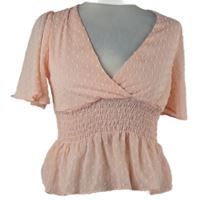 Dámska ružová vzorovaná šifónová crop blúzka Amisu