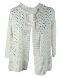 Dámský bílý háčkovaný propínací svetr 