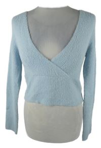 Dámsky svetlomodrý chlpatý crop sveter H&M