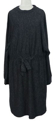 Dámske tmavosivé pletené šaty s mašlou Primark