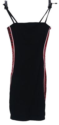 Dámské černo-červené elastické minišaty s nápismi H&M