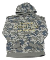 Sivá army mikina s nápisom a kapucňou Primark