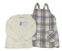 Nové- 2set- kostkované vlněné šaty+ bílé žebrované triko Primark