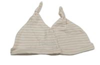 2x bielo-ružová pruhovaná čapica Mothercare