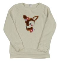 Smotanová chlpatá mikina so srnkou Topolino