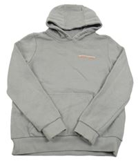 Svetlosivá mikina s nápisom a kapucňou