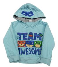 Světlemodrá mikina s PJ mask a kapucí 